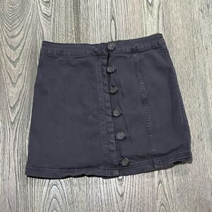 Altar'd State Skirt Stretch Denim Mini Button Front Black Size Medium